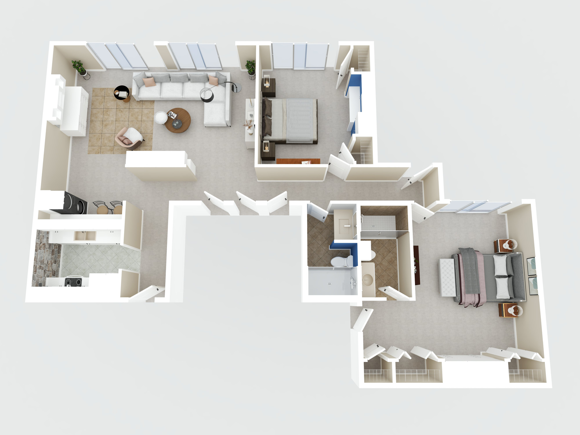 colored three dimensional floorplan